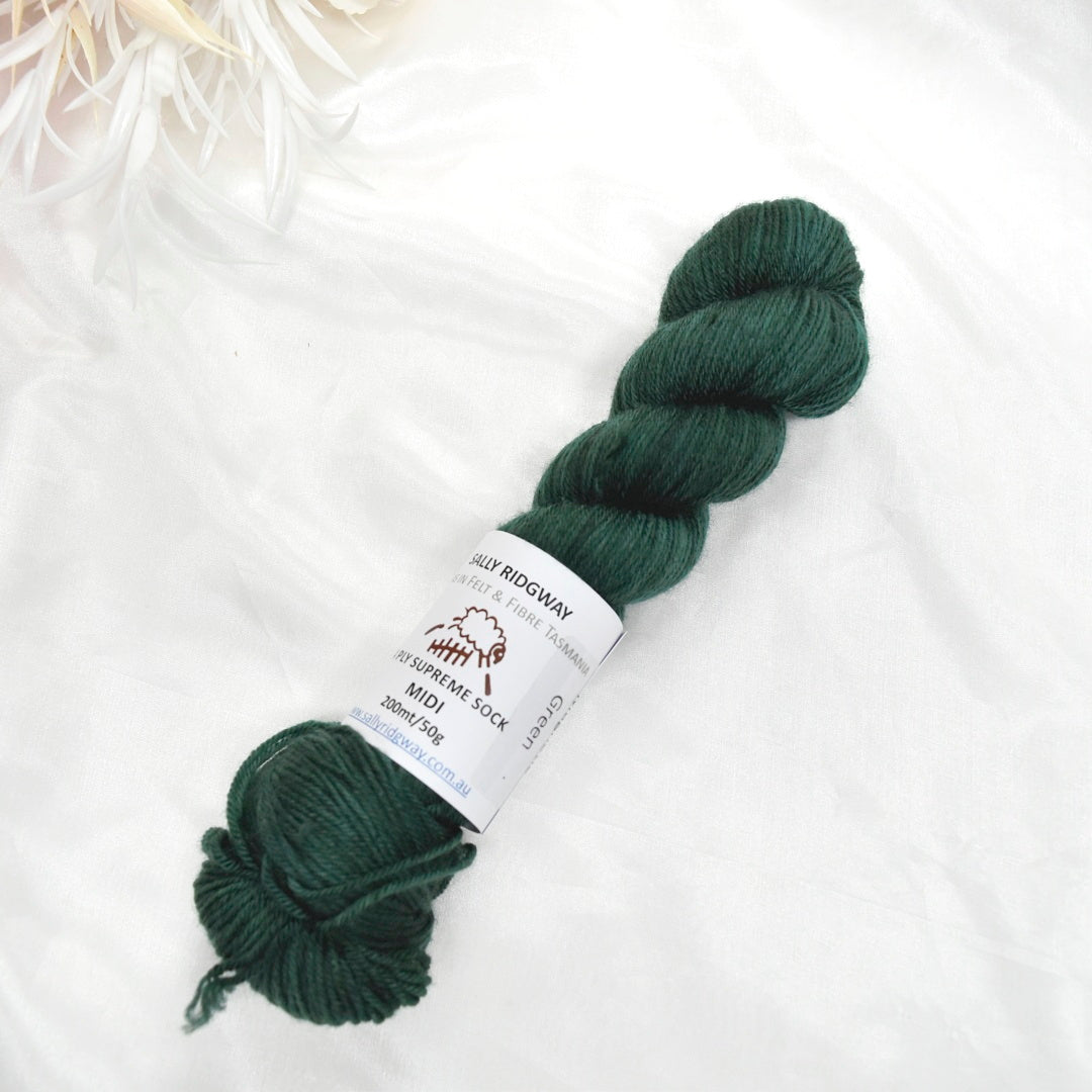 Magnetic Green 50g 4 Ply Supreme Sock Midi Half Skein| 4 Ply Midi Skeins | Sally Ridgway | Shop Wool, Felt and Fibre Online