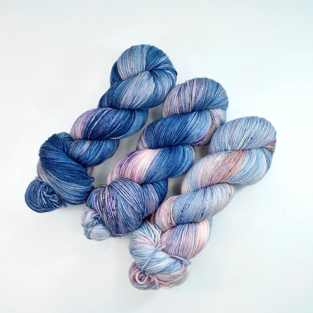 Pink Denim 3 Skein Fade Set-Sock Yarn-2-Sally Ridgway Designs in Felt &amp; Fibre