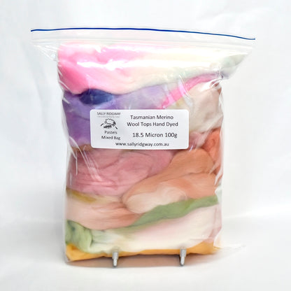 Tasmanian Merino Wool Combed Top Hand Dyed Mixed Bags| Merino Wool Tops | Sally Ridgway | Shop Wool, Felt and Fibre Online