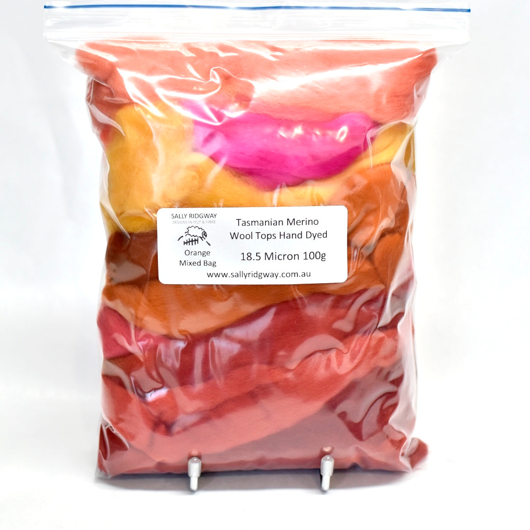 Tasmanian Merino Wool Combed Top Hand Dyed Mixed Bags| Merino Wool Tops | Sally Ridgway | Shop Wool, Felt and Fibre Online
