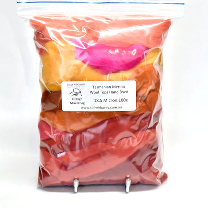 Tasmanian Merino Wool Combed Top Hand Dyed Mixed Bags| Merino Wool Tops | Sally Ridgway | Shop Wool, Felt and Fibre Online