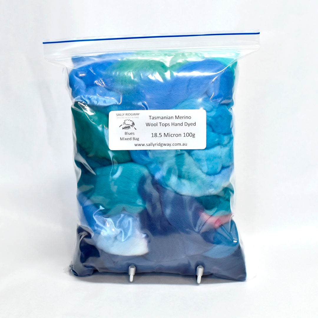Tasmanian Merino Wool Combed Top Hand Dyed Mixed Bags| Merino Wool Tops | Sally Ridgway | Shop Wool, Felt and Fibre Online