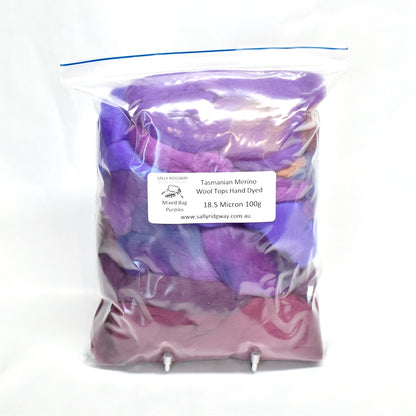 Tasmanian Merino Wool Combed Top Hand Dyed Mixed Bags| Merino Wool Tops | Sally Ridgway | Shop Wool, Felt and Fibre Online