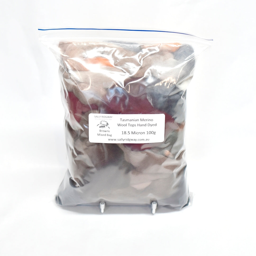 Tasmanian Merino Wool Combed Top Hand Dyed Mixed Bags| Merino Wool Tops | Sally Ridgway | Shop Wool, Felt and Fibre Online