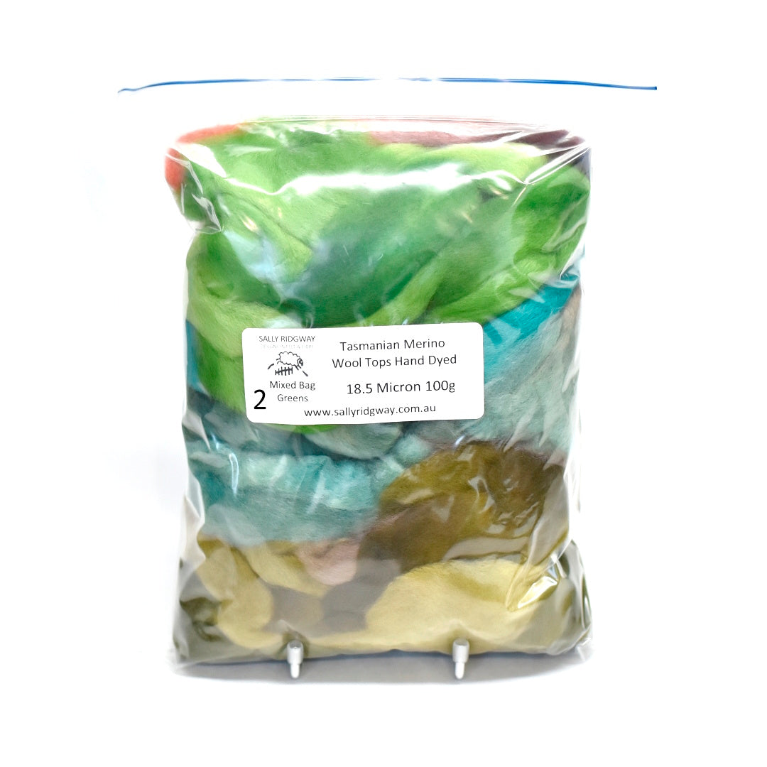 Tasmanian Merino Wool Combed Top Hand Dyed Mixed Bags| Merino Wool Tops | Sally Ridgway | Shop Wool, Felt and Fibre Online