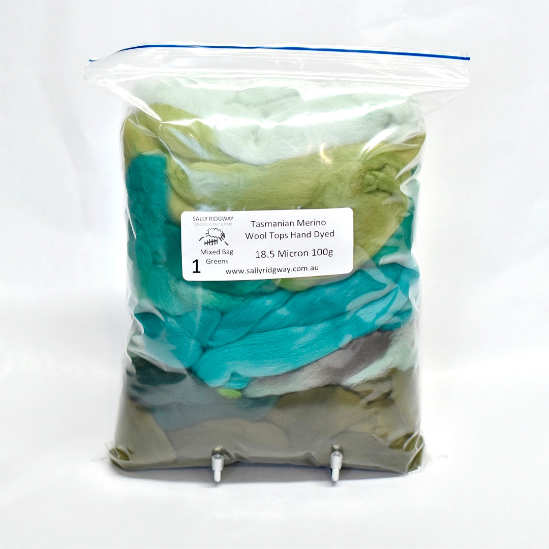 Tasmanian Merino Wool Combed Top Hand Dyed Mixed Bags| Merino Wool Tops | Sally Ridgway | Shop Wool, Felt and Fibre Online
