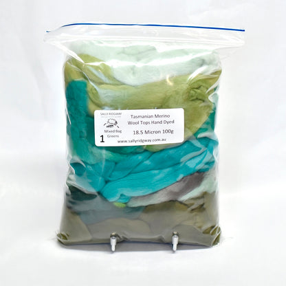 Tasmanian Merino Wool Combed Top Hand Dyed Mixed Bags| Merino Wool Tops | Sally Ridgway | Shop Wool, Felt and Fibre Online