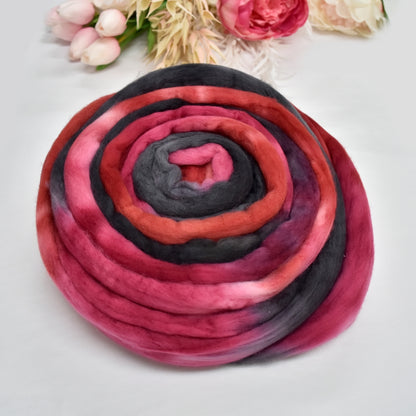 Tasmanian Merino Wool Combed Top Velvet Rose| Merino Wool Tops | Sally Ridgway | Shop Wool, Felt and Fibre Online