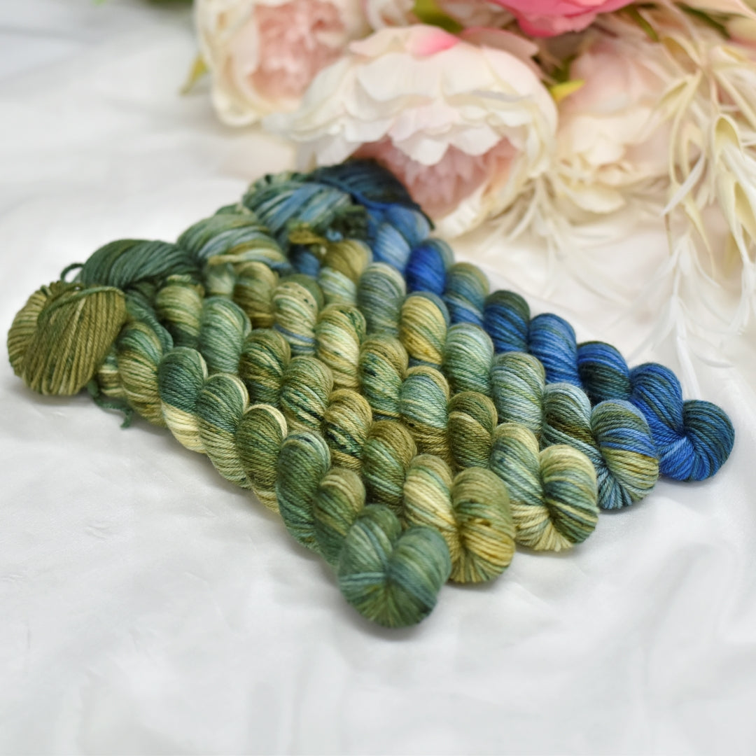 Mini Skein Set - Work Horse Green| 4 Ply Mini Skein | Sally Ridgway | Shop Wool, Felt and Fibre Online