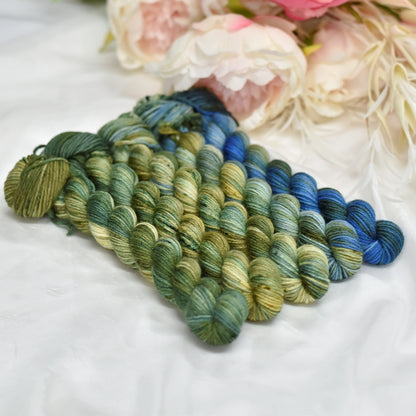 Mini Skein Set - Work Horse Green| 4 Ply Mini Skein | Sally Ridgway | Shop Wool, Felt and Fibre Online