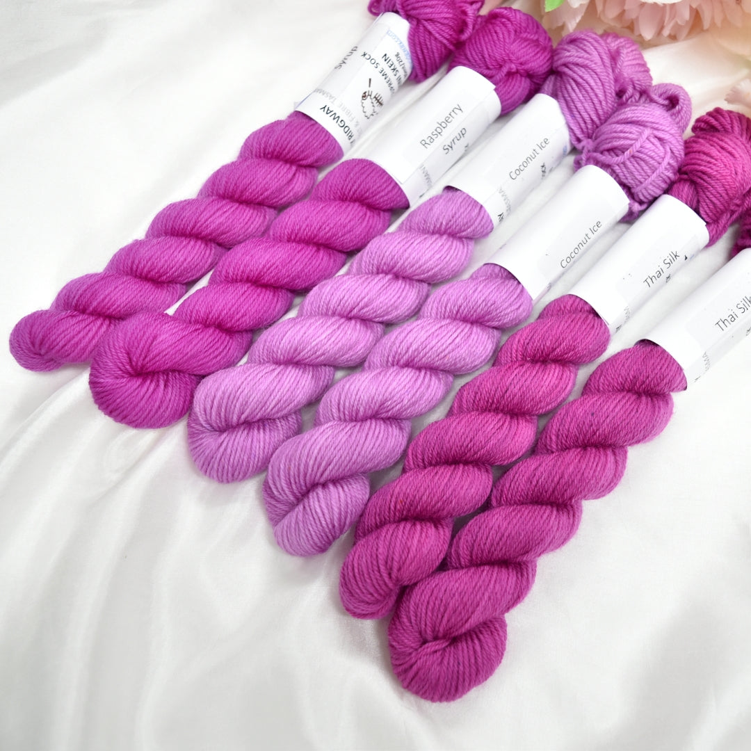 Mini Skeins 4 Ply Supreme Sock Yarn Coconut Ice| 4 Ply Mini Skein | Sally Ridgway | Shop Wool, Felt and Fibre Online