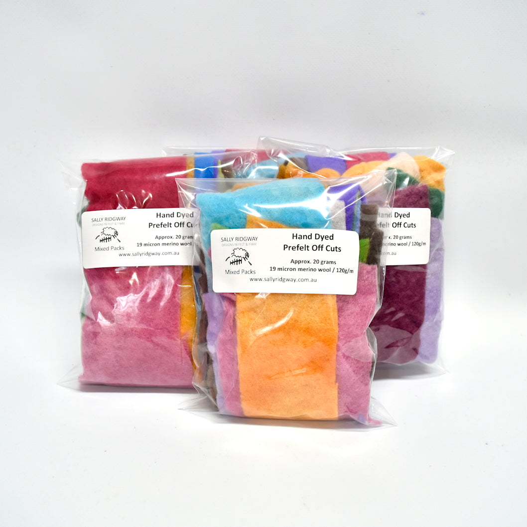 Hand Dyed Merino Wool Prefelt Mixed Pack Off Cuts