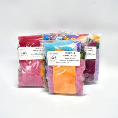 Hand Dyed Merino Wool Prefelt Mixed Pack Off Cuts