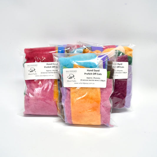 Hand Dyed Merino Wool Prefelt Mixed Pack Off Cuts| Merino Wool Batts | Sally Ridgway | Shop Wool, Felt and Fibre Online