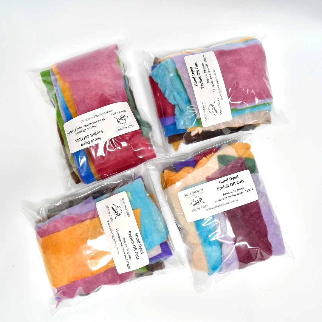Hand Dyed Merino Wool Prefelt Mixed Pack Off Cuts