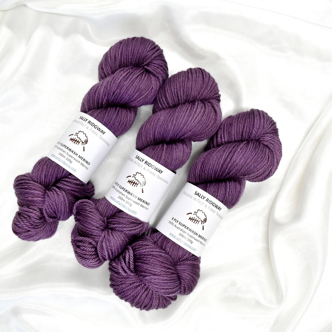 Dark Mauve on 8 Ply Superwash 100% Merino Yarn