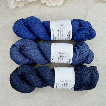 4 ply Supreme Sock Yarn Hand Dyed Dark Denim 13173| Sock Yarn | Sally Ridgway | Shop Wool, Felt and Fibre Online