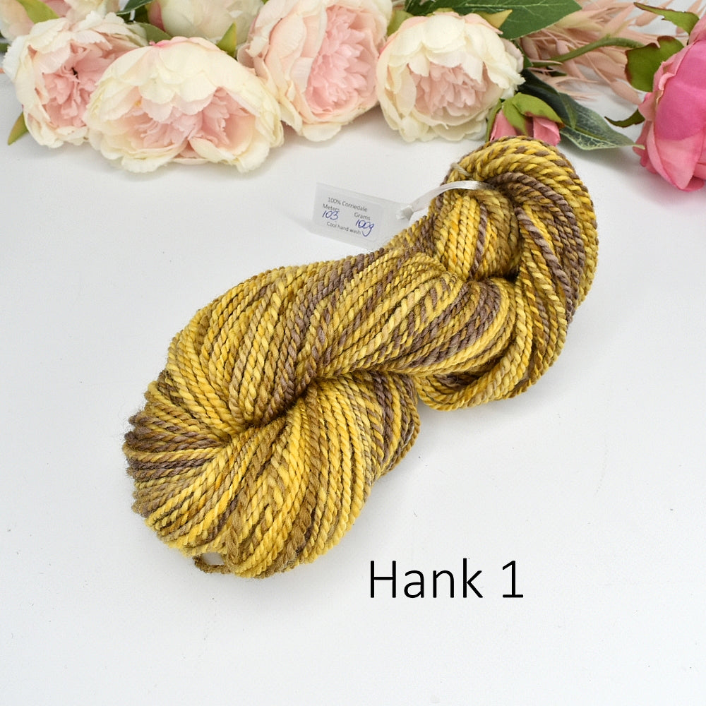 Hand Spun Australian Corriedale Yarn Hand Dyed Butterscotch| Hand Spun Yarn | Sally Ridgway | Shop Wool, Felt and Fibre Online