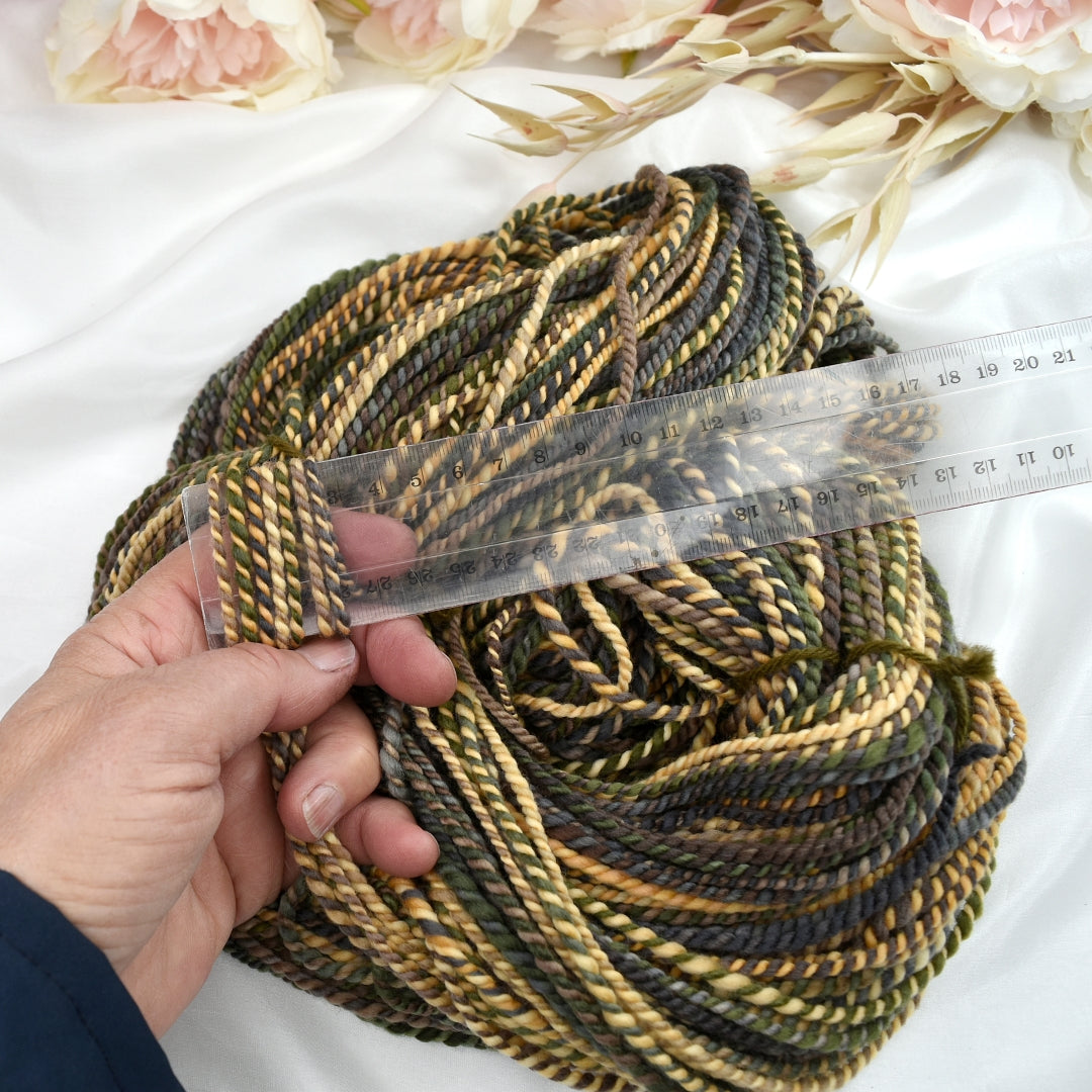 Hand Spun Tasmanian Merino Wool Chunky Yarn in Garden Path-Hand Spun Yarn-2-100 mt / 115 g-Sally Ridgway Designs in Felt &amp; Fibre