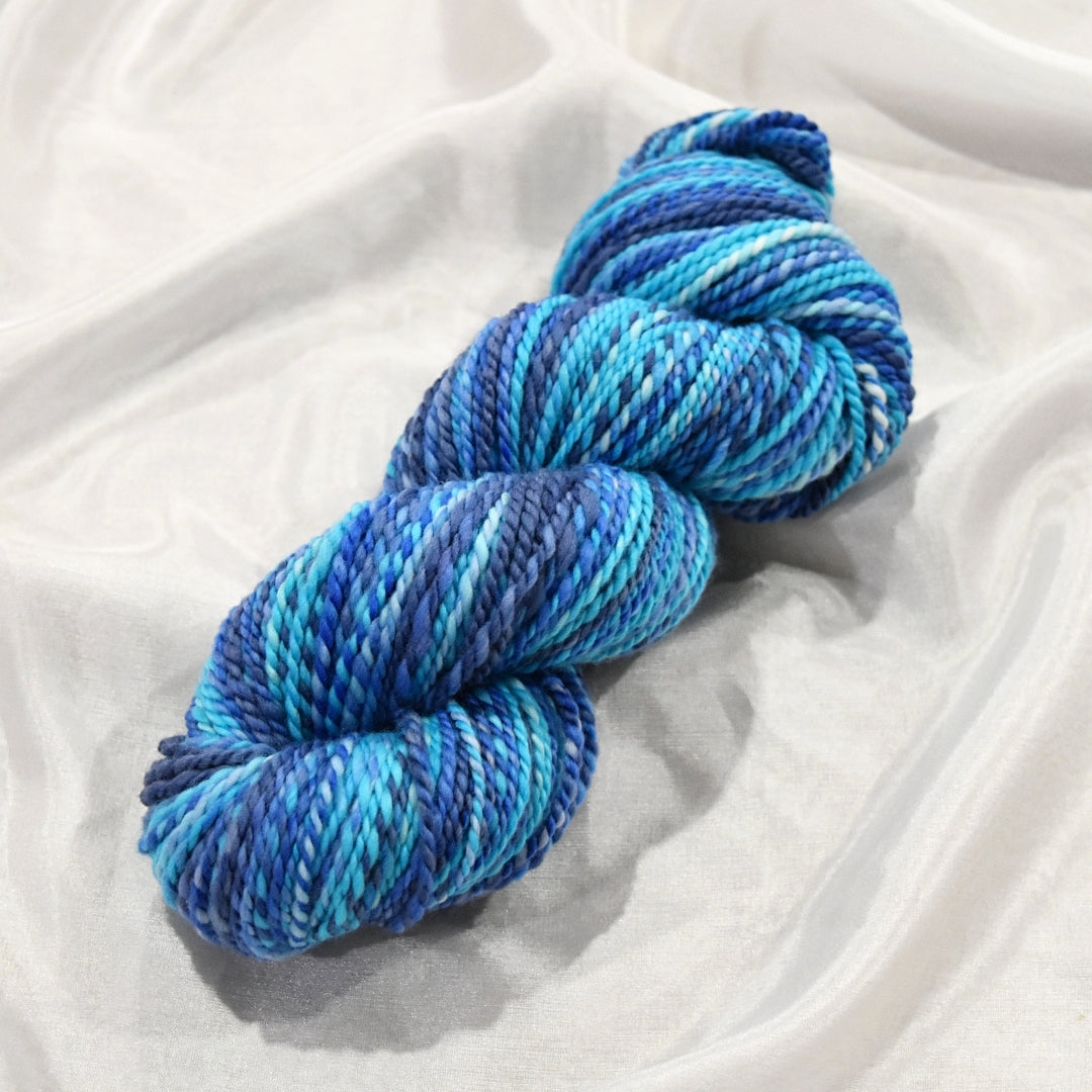 Hand Spun Tasmanian Merino Wool Chunky Yarn in Opal Blue-Hand Spun Yarn-3-100m / 90g-Sally Ridgway Designs in Felt &amp; Fibre