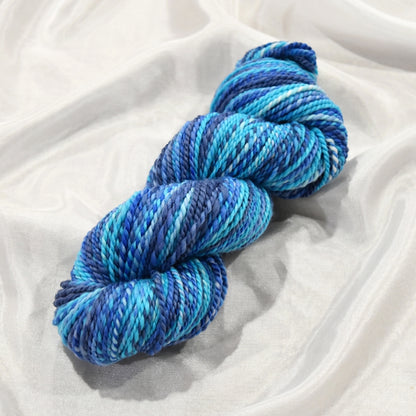 Hand Spun Tasmanian Merino Wool Chunky Yarn in Opal Blue-Hand Spun Yarn-3-100m / 90g-Sally Ridgway Designs in Felt &amp; Fibre
