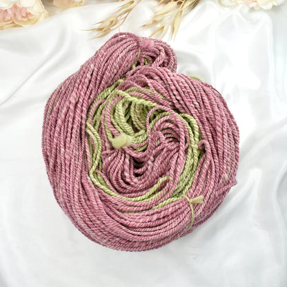 Hand Spun Tasmanian Merino Wool Chunky Yarn in Pink & Green-Hand Spun Yarn-3-110 mt / 175 g-Sally Ridgway Designs in Felt &amp; Fibre
