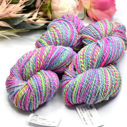 Hand Spun Tasmanian Merino Wool Chunky Yarn in Rainbow| Hand Spun Yarn | Sally Ridgway | Shop Wool, Felt and Fibre Online