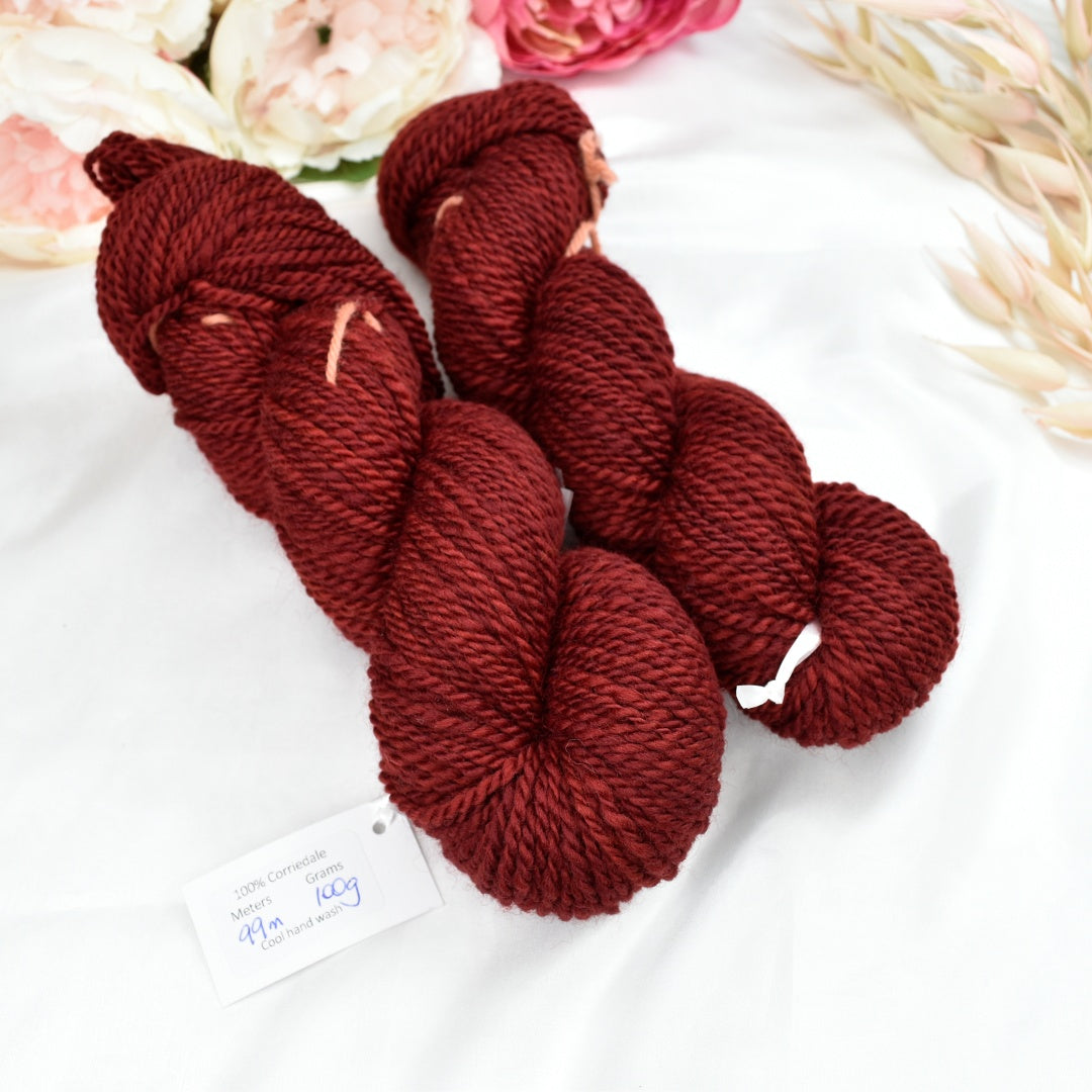 Handspun Australian Corriedale Mixed Colours-Hand Spun Yarn-2-Geranium 58m / 65g-Sally Ridgway Designs in Felt &amp; Fibre