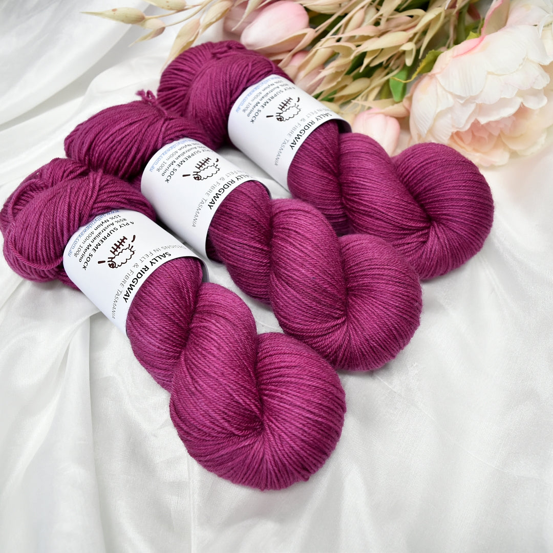 Hibiscus Hand Dyed 4 ply Supreme Sock Yarn
