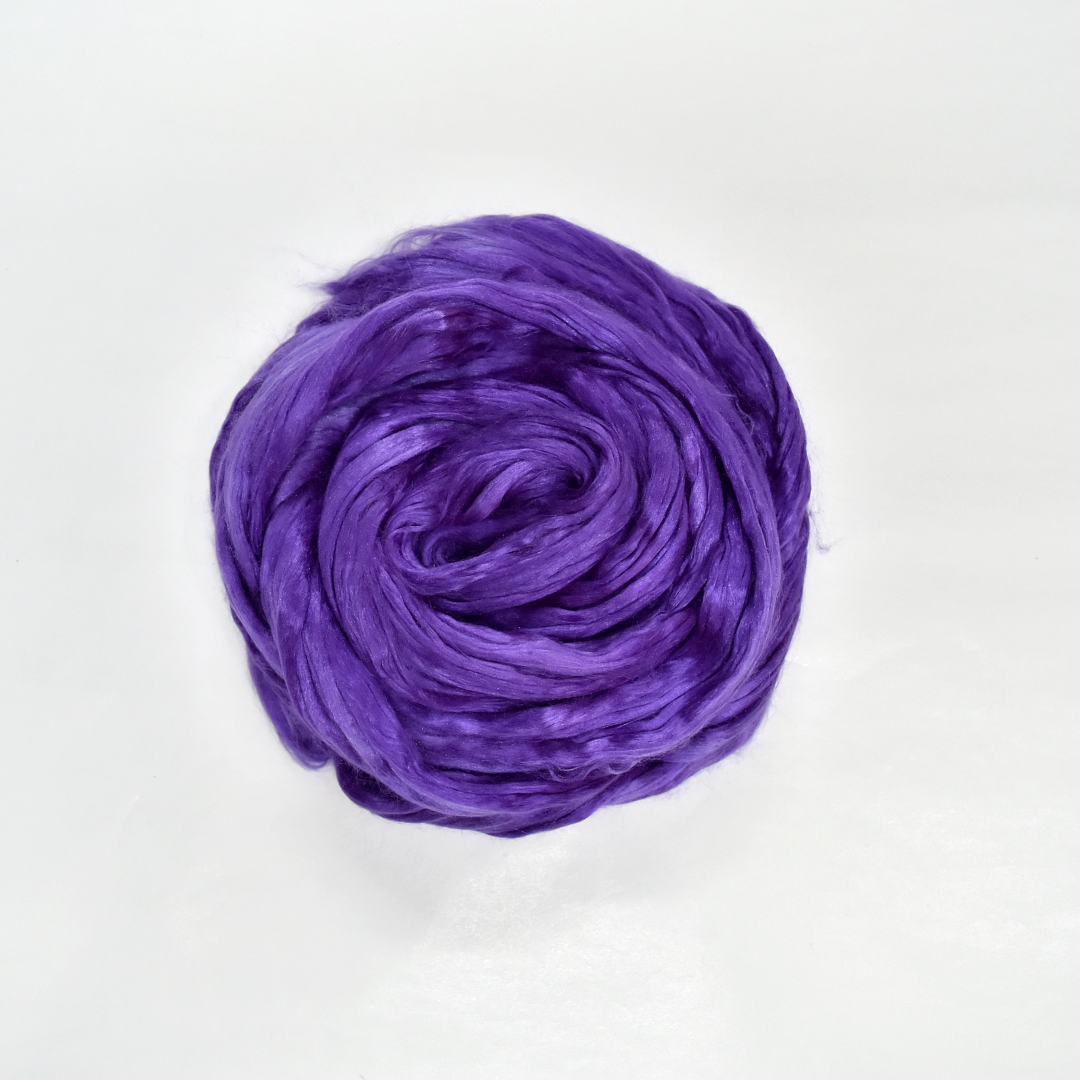 Mulberry Silk Roving Hand Dyed Iris