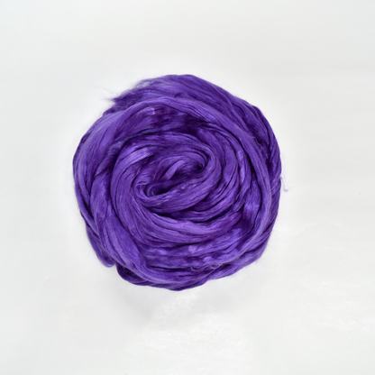 Mulberry Silk Roving Hand Dyed Iris