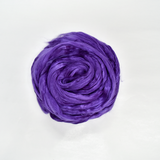 Mulberry Silk Roving Hand Dyed Iris| Silk Roving/Sliver | Sally Ridgway | Shop Wool, Felt and Fibre Online
