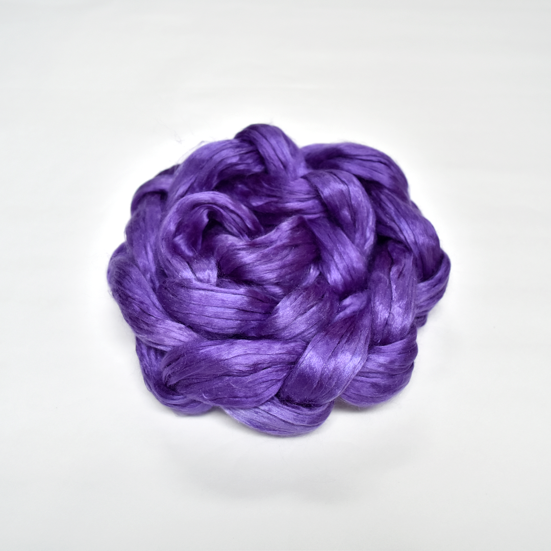 Mulberry Silk Roving Hand Dyed Iris