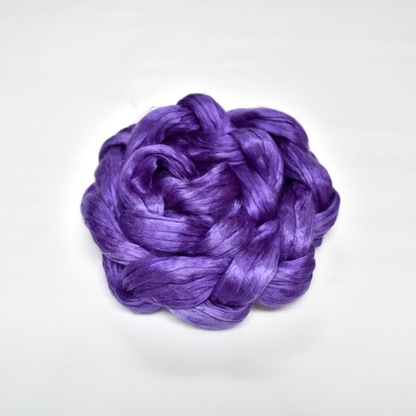 Mulberry Silk Roving Hand Dyed Iris