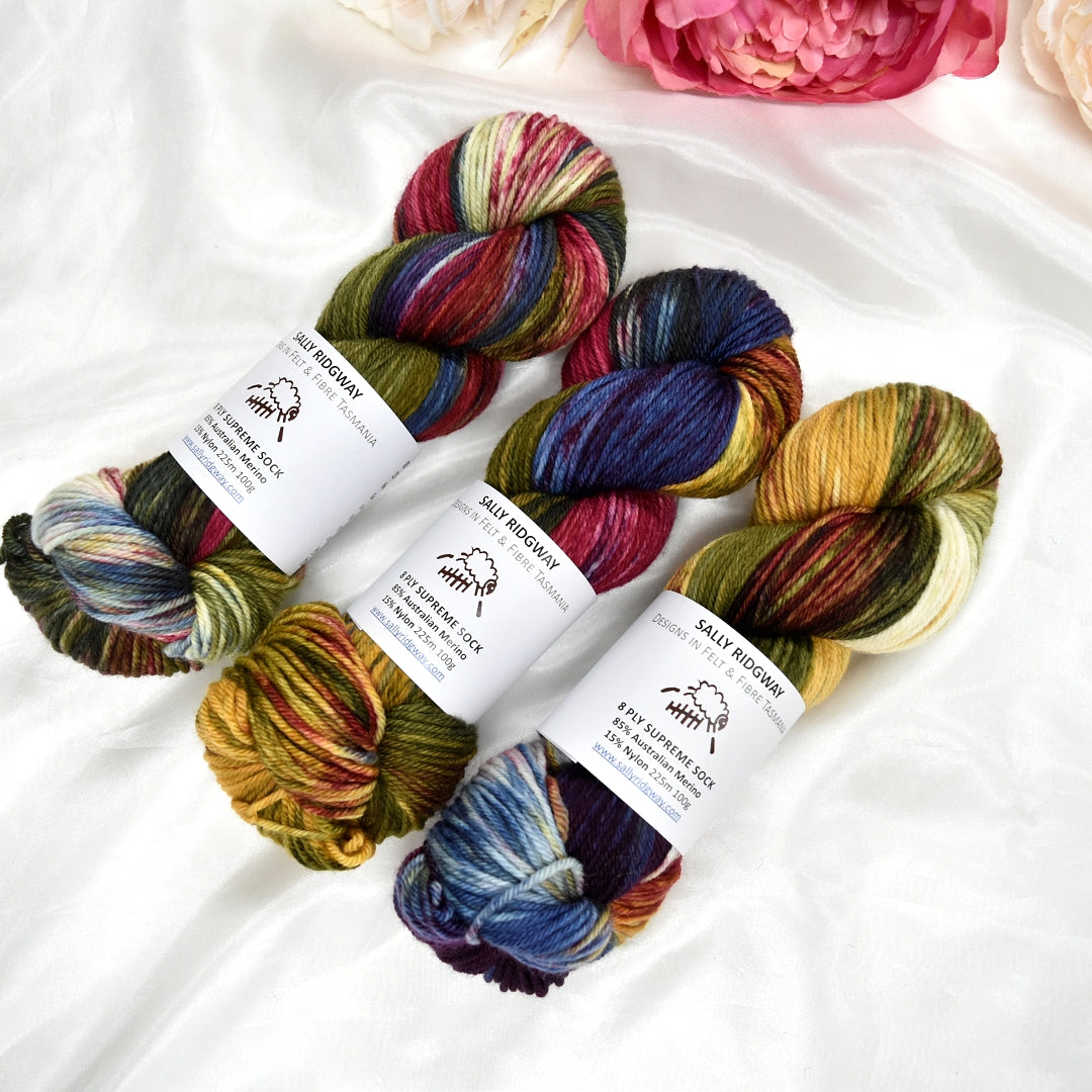 8 ply Supreme Sock in Kaleidoscope| 8 Ply Supreme Sock | Sally Ridgway | Shop Wool, Felt and Fibre Online