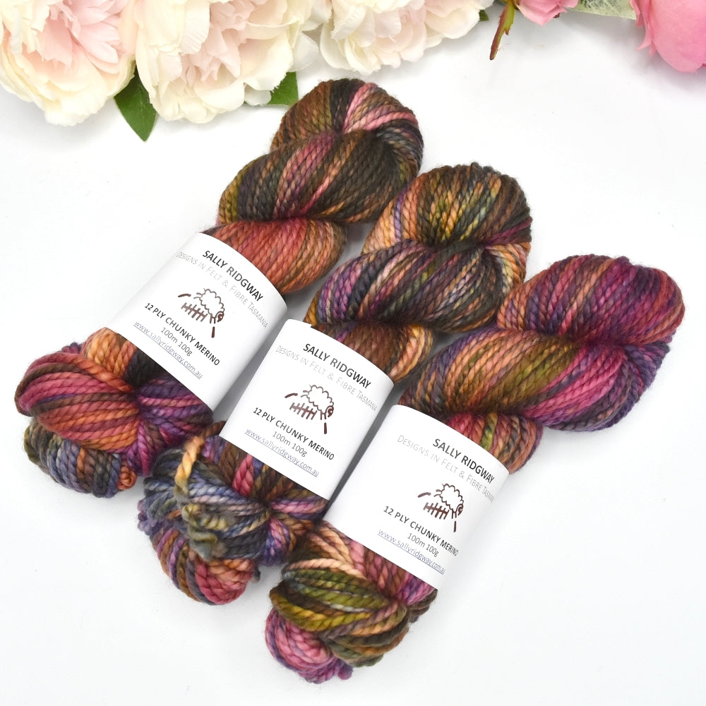 Kaleidoscope on 12 ply Chunky Merino| Chunky Yarn | Sally Ridgway | Shop Wool, Felt and Fibre Online