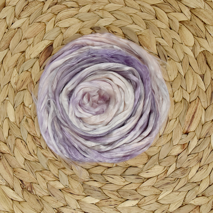 Mulberry Silk Roving Hand Dyed Lavender Fizz