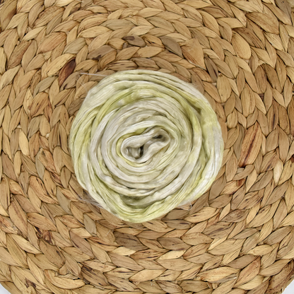 Mulberry Silk Roving Hand Dyed Lime Wash