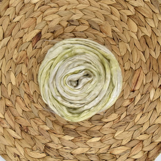 Mulberry Silk Roving Hand Dyed Lime Wash| Silk Roving/Sliver | Sally Ridgway | Shop Wool, Felt and Fibre Online
