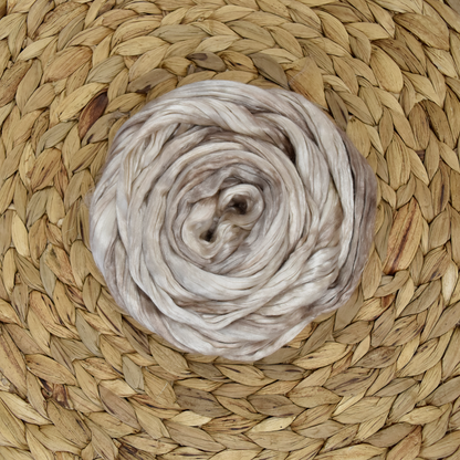 Mulberry Silk Roving Hand Dyed Parchment