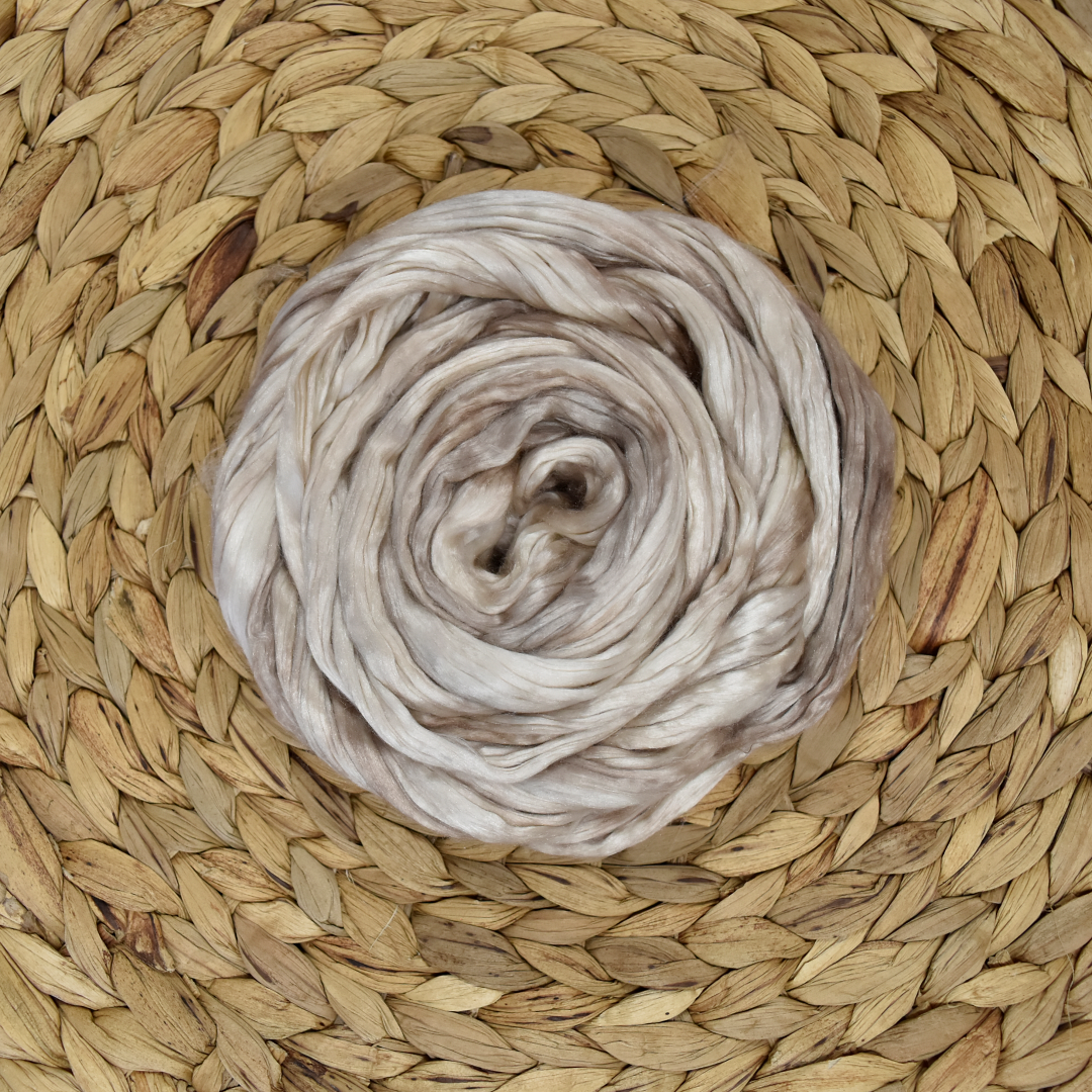Mulberry Silk Roving Hand Dyed Parchment