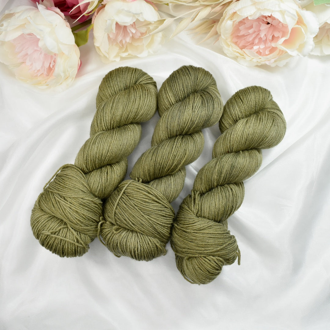 Light Olive 4 ply Supreme Sock Yarn Hand Dyed Off Shade-Sock Yarn-1-Sally Ridgway Designs in Felt &amp; Fibre