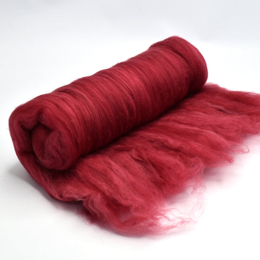 Tasmanian Merino Wool Carded Batts Hand Dyed Red| Merino Wool Batts | Sally Ridgway | Shop Wool, Felt and Fibre Online