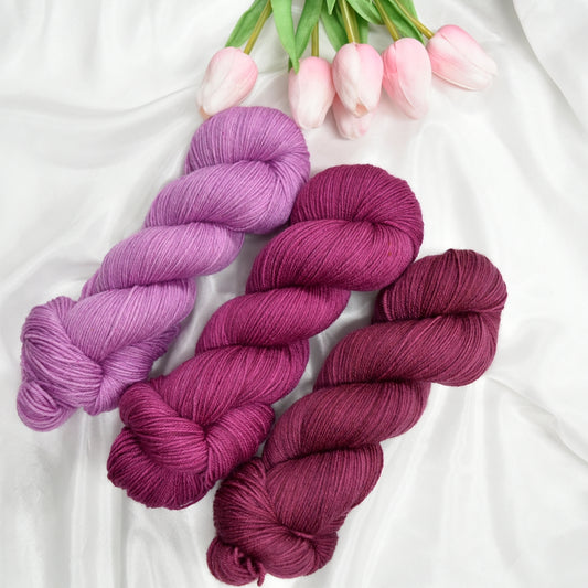 Merlot Valley 3 Skein Fade Set| Sock Yarn | Sally Ridgway | Shop Wool, Felt and Fibre Online