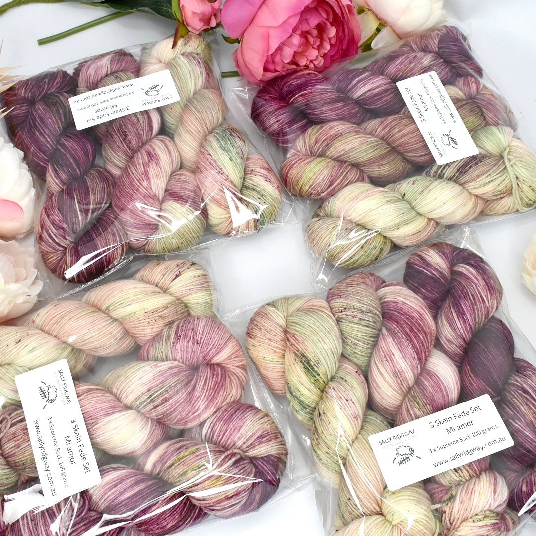 Mi Amor 3 Skein Fade Set| Sock Yarn | Sally Ridgway | Shop Wool, Felt and Fibre Online