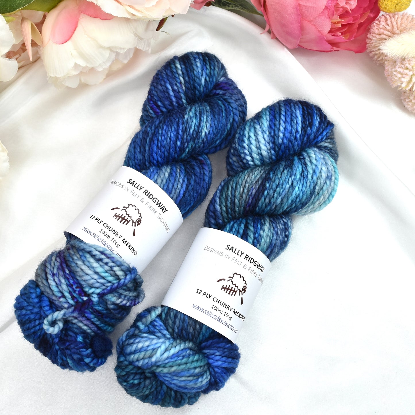 Midnight Blues on 12 ply Chunky Merino| Chunky Yarn | Sally Ridgway | Shop Wool, Felt and Fibre Online