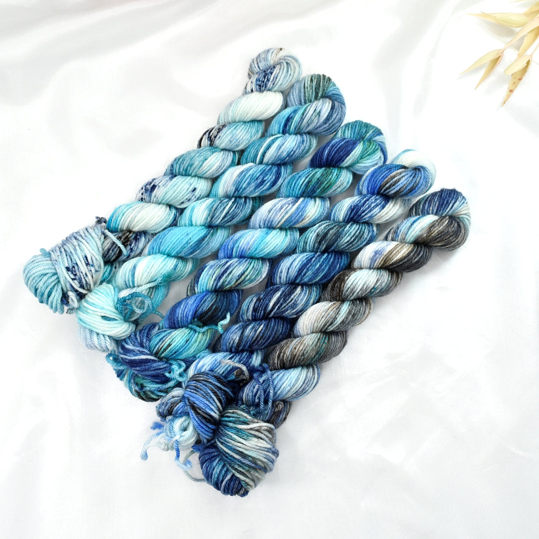 Mini Skein Set - All the Blues-4 Ply Mini Skein-1-Sally Ridgway Designs in Felt &amp; Fibre