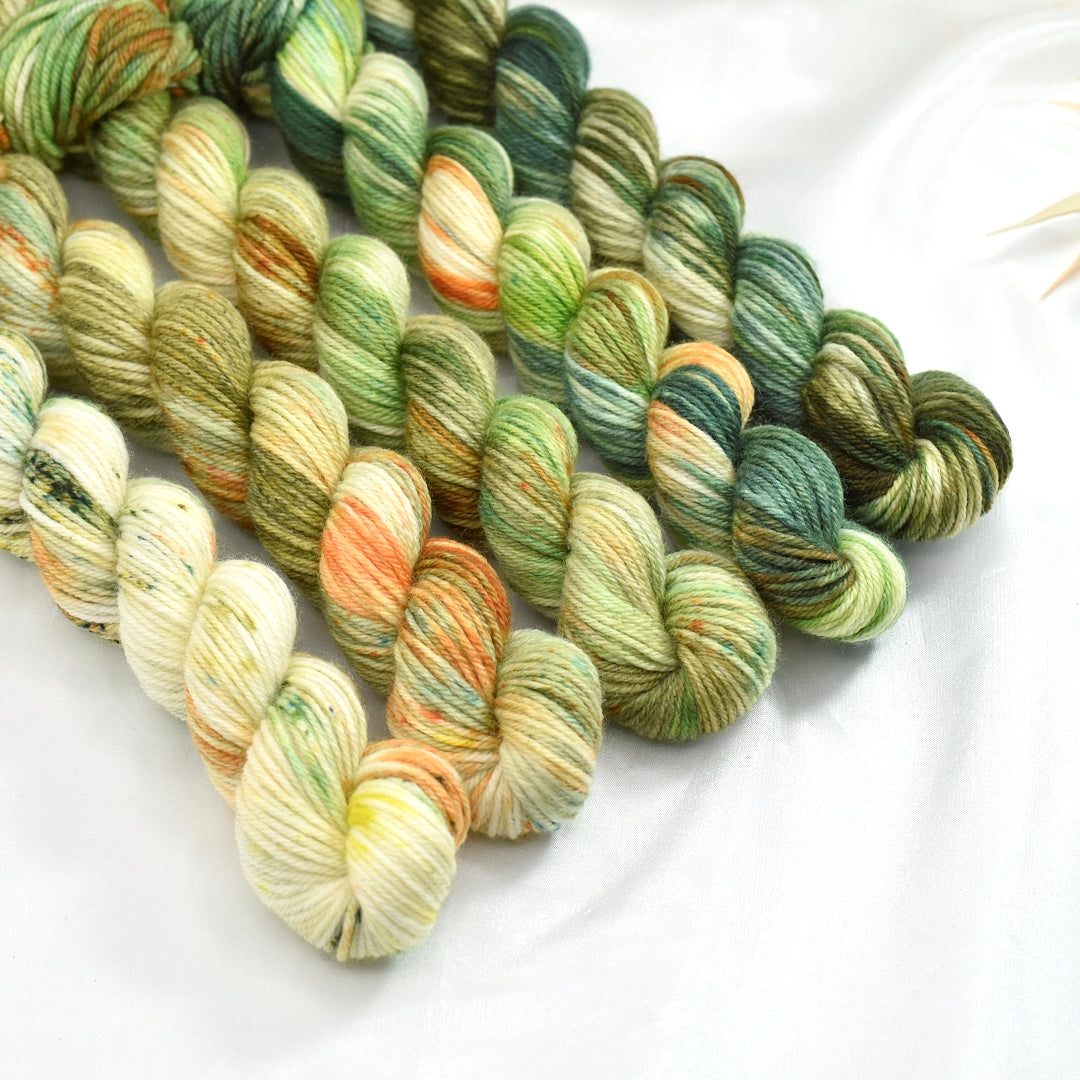 Mini Skein Set - All the Greens-4 Ply Mini Skein-2-Sally Ridgway Designs in Felt &amp; Fibre