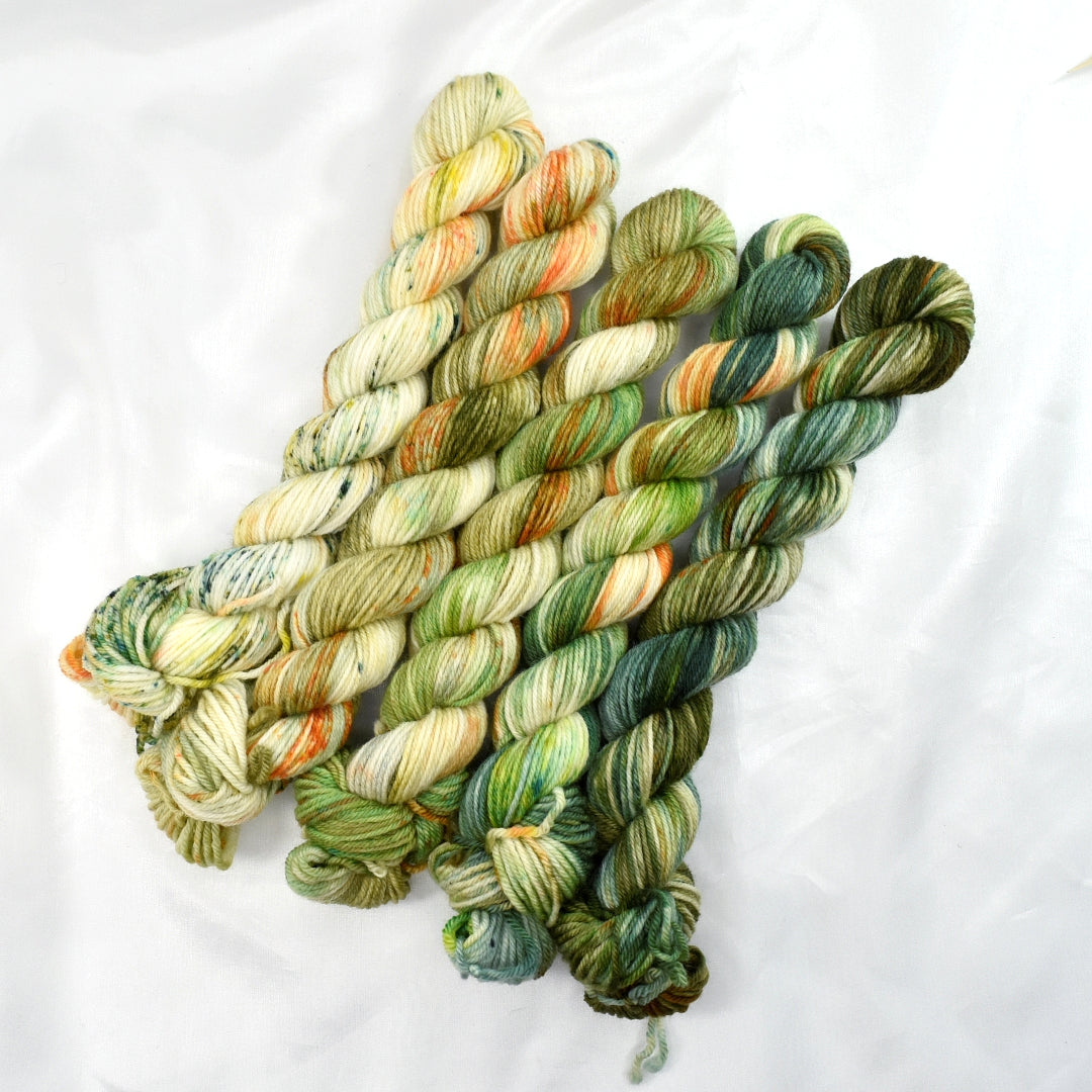 Mini Skein Set - All the Greens-4 Ply Mini Skein-3-Sally Ridgway Designs in Felt &amp; Fibre