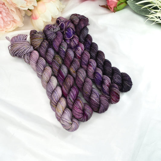 Mini Skein Set - Masked Grape| 4 Ply Mini Skein | Sally Ridgway | Shop Wool, Felt and Fibre Online